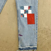 F- HOM Flower Patches Levi's 550 Reworked Custom Jeans