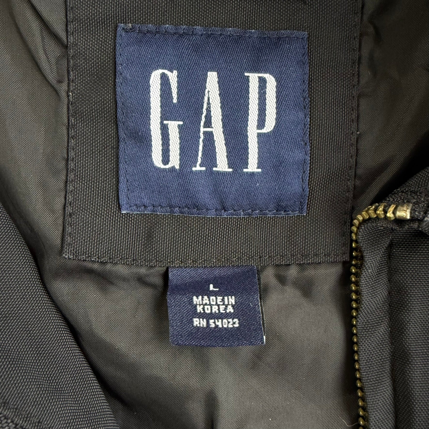 Vintage Gap Black Nylon Zip Up Harrington Jacket - L