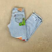 F- HOM Flower Patches Levi's 550 Reworked Custom Jeans