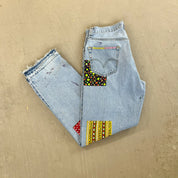 F- HOM Flower Patches Levi's 550 Reworked Custom Jeans