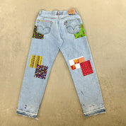 F- HOM Flower Patches Levi's 550 Reworked Custom Jeans