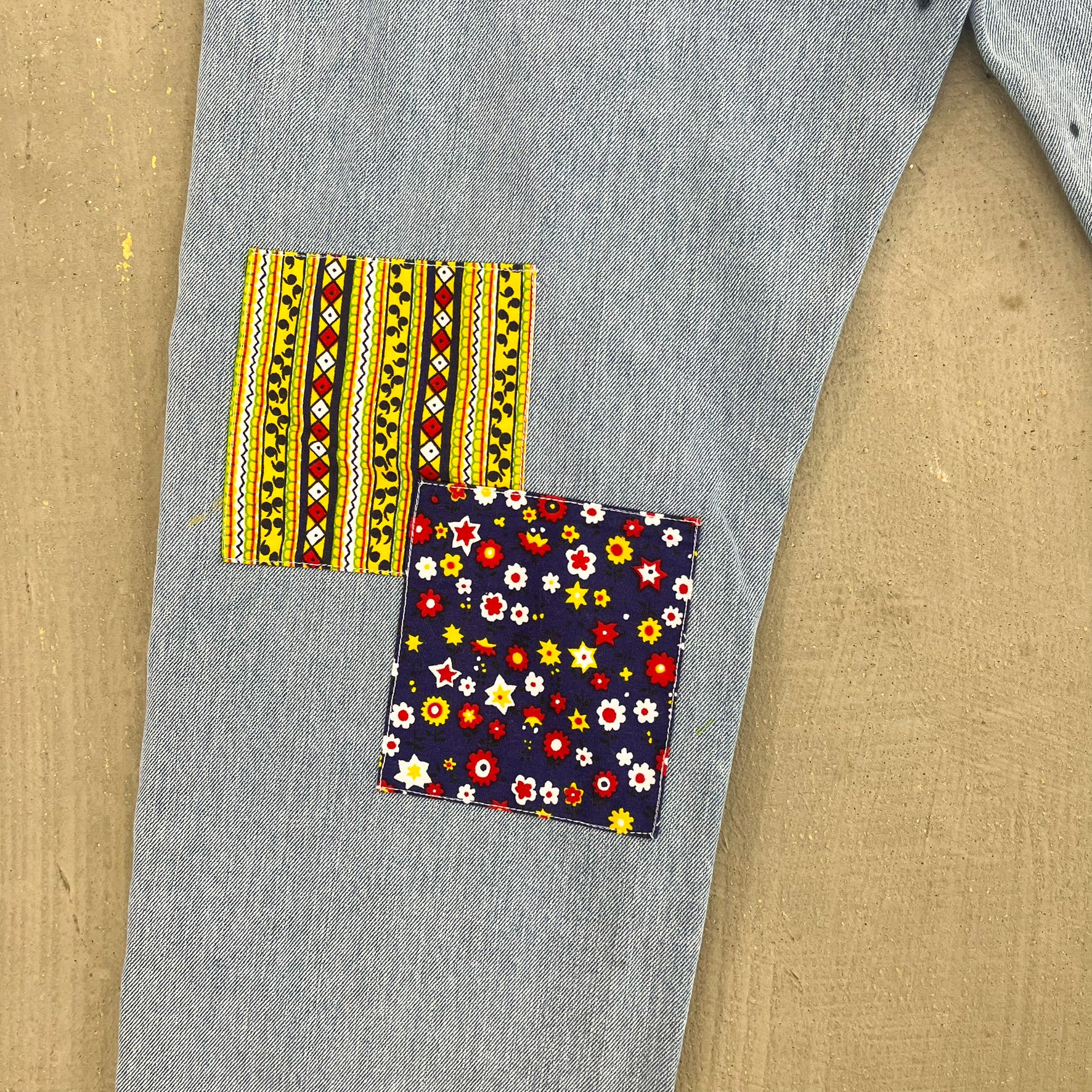 F- HOM Flower Patches Levi's 550 Reworked Custom Jeans
