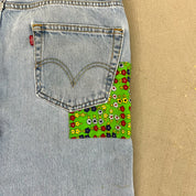 F- HOM Flower Patches Levi's 550 Reworked Custom Jeans