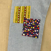 F- HOM Flower Patches Levi's 550 Reworked Custom Jeans