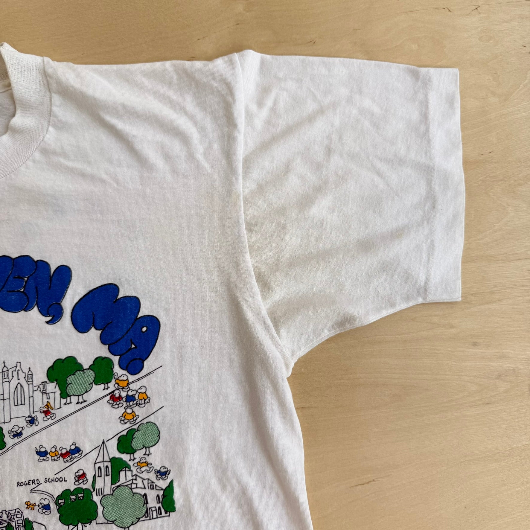 J- Vintage '89 Fair Haven, Ma. Landmarks Graphic Made In USA Single Stitch Tee - L