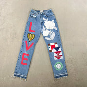F- HOM Polka Dot LOVE Tommy Hilfiger Reworked Custom Jeans