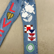 F- HOM Polka Dot LOVE Tommy Hilfiger Reworked Custom Jeans