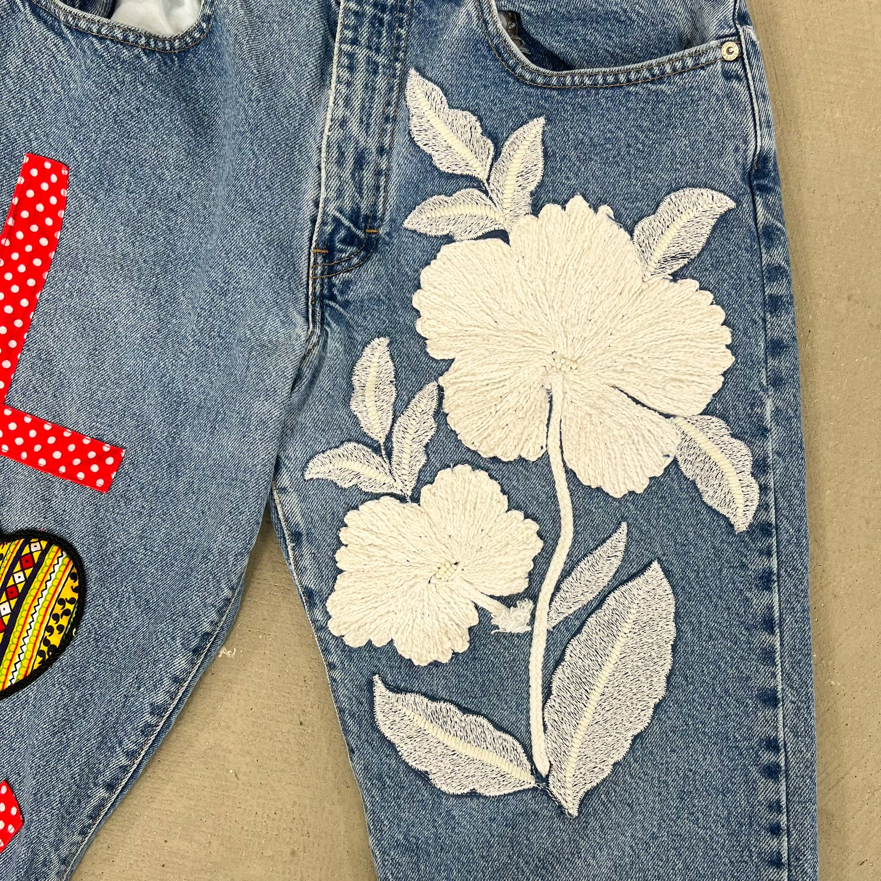 F- HOM Polka Dot LOVE Tommy Hilfiger Reworked Custom Jeans