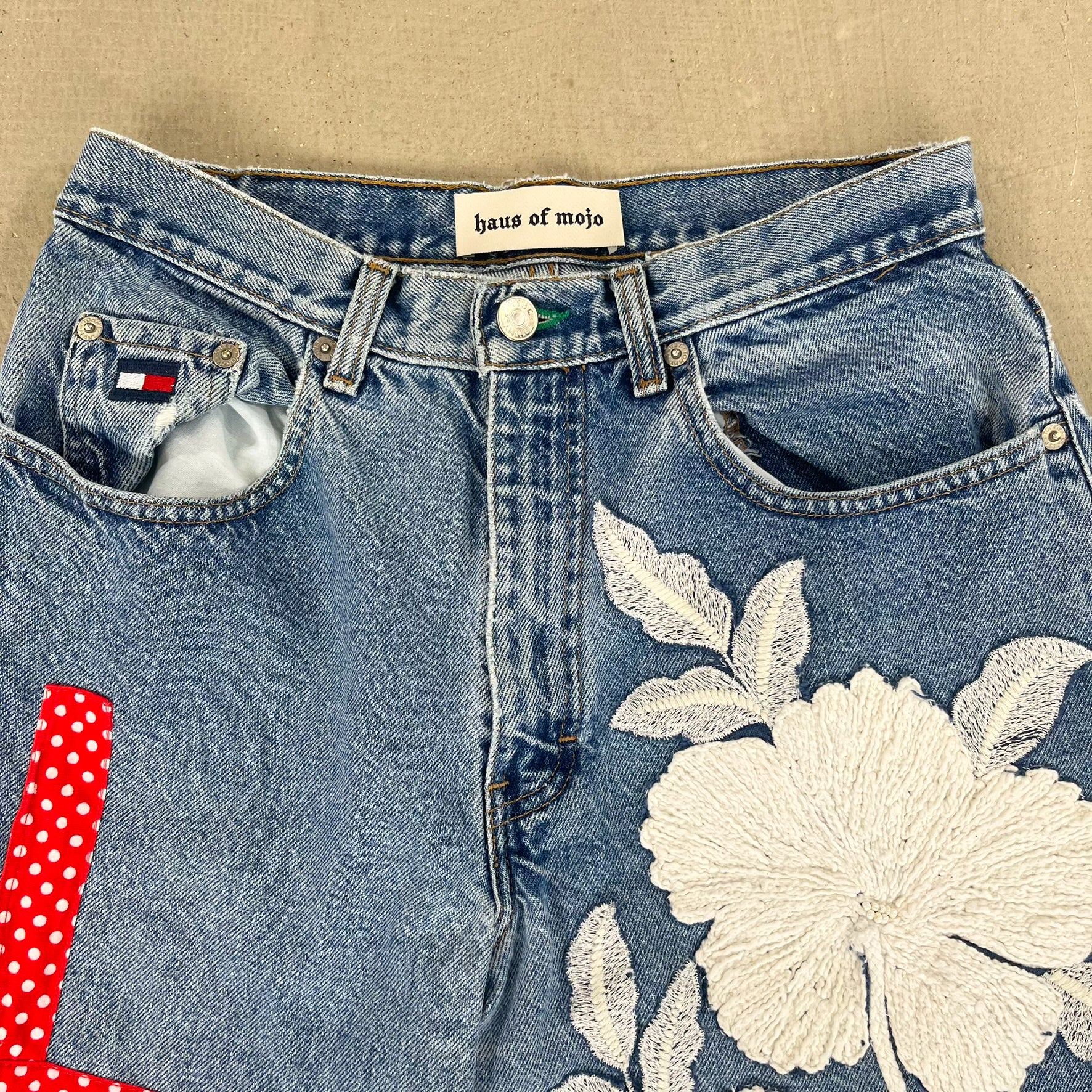 F- HOM Polka Dot LOVE Tommy Hilfiger Reworked Custom Jeans