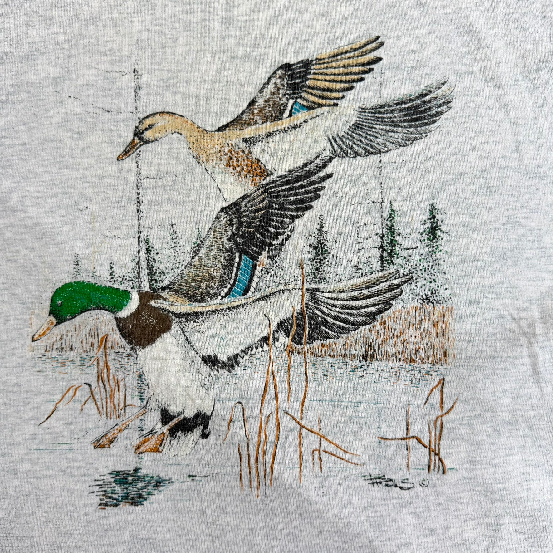 J- Vintage Mallard Duck Graphic Made In USA Single Stitch Tee - L