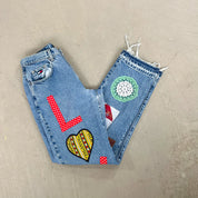 F- HOM Polka Dot LOVE Tommy Hilfiger Reworked Custom Jeans