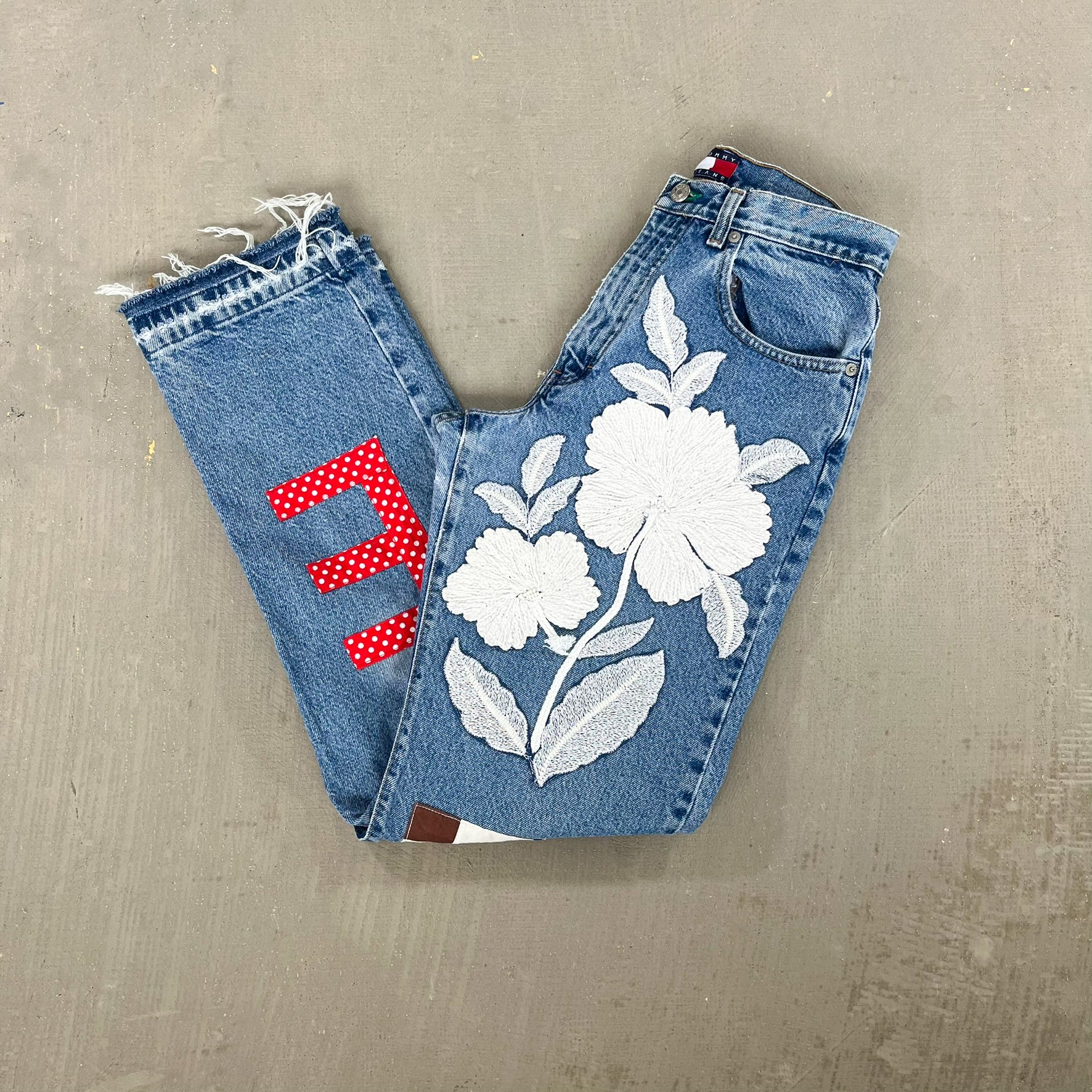 F- HOM Polka Dot LOVE Tommy Hilfiger Reworked Custom Jeans
