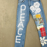 F- HOM PEACE Levi's 501 S Reworked Custom Jeans