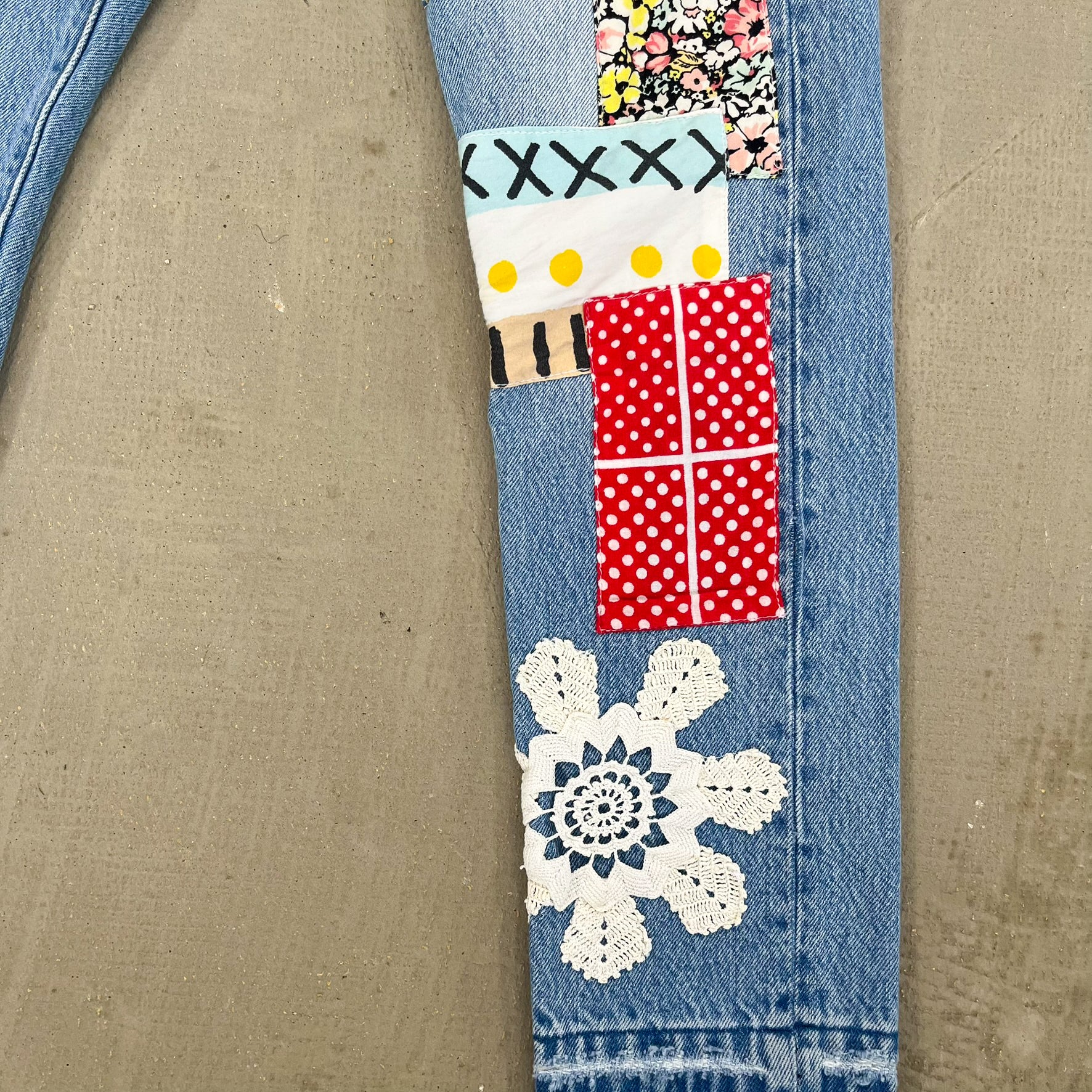 F- HOM PEACE Levi's 501 S Reworked Custom Jeans