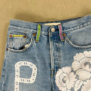 F- HOM PEACE Levi's 501 S Reworked Custom Jeans