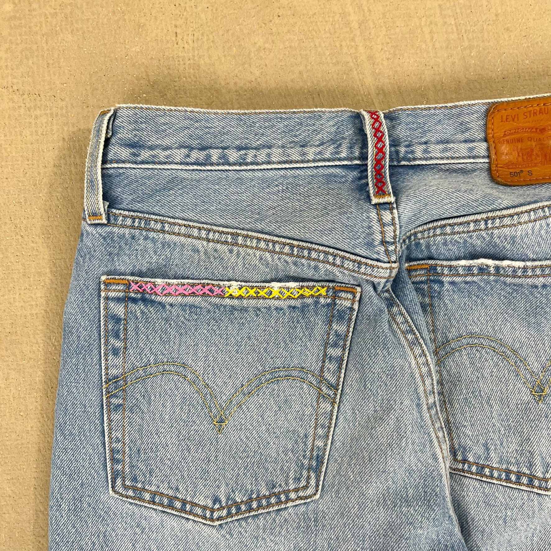 F- HOM PEACE Levi's 501 S Reworked Custom Jeans