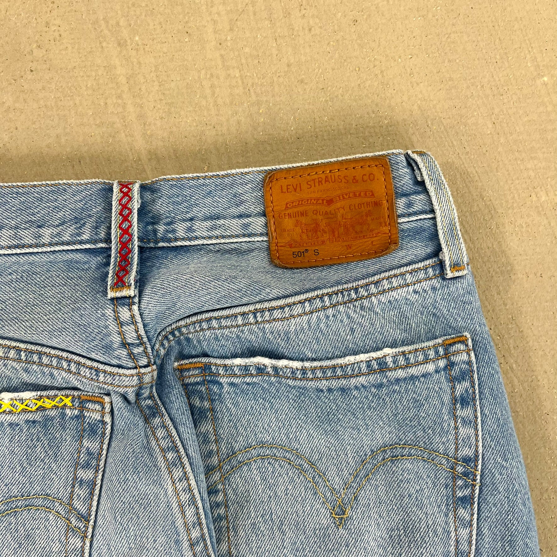 F- HOM PEACE Levi's 501 S Reworked Custom Jeans