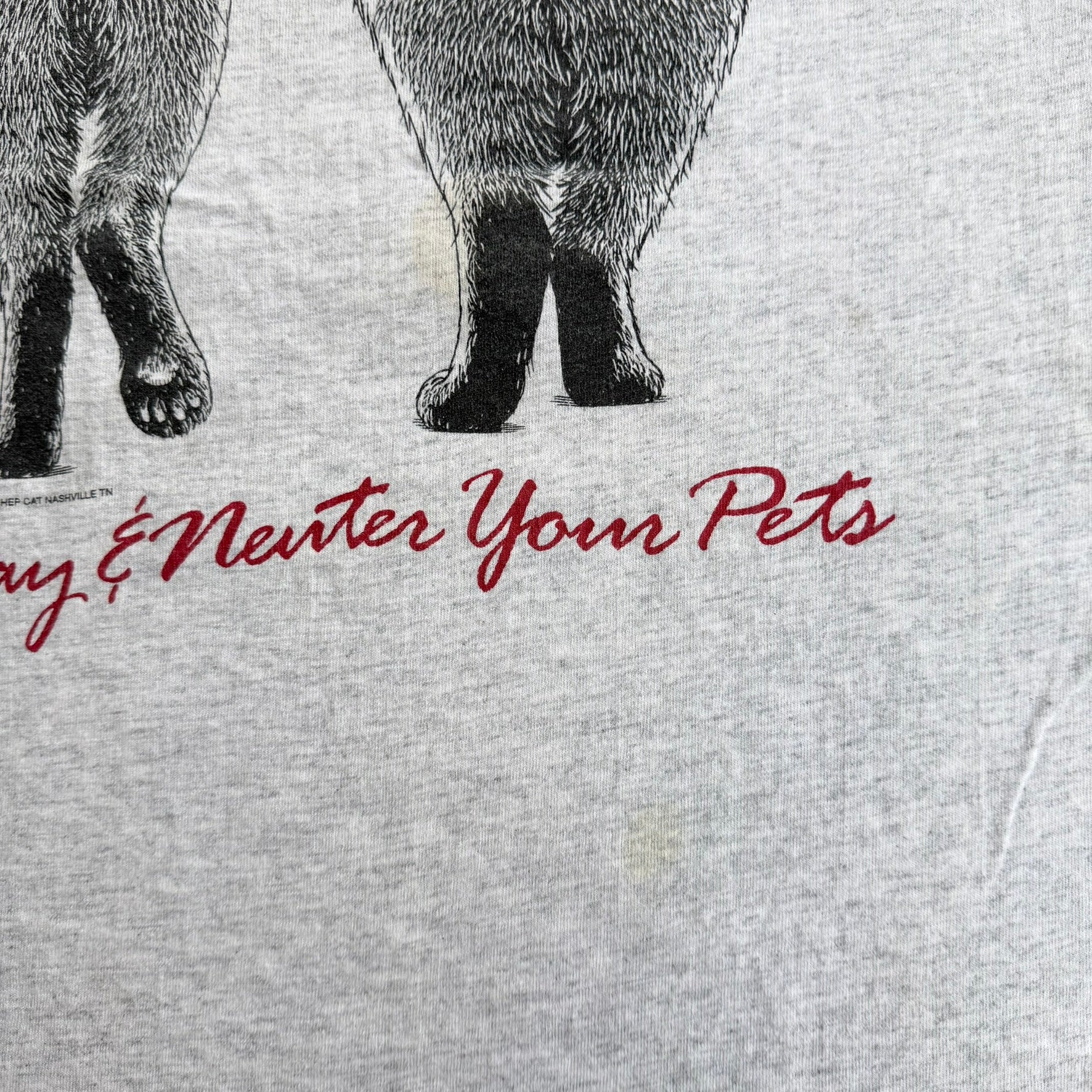 J- Vintage '93 Nashville HEP Cat Are You Fixed? Cat Graphic Made In USA Single Stitch Tee - L
