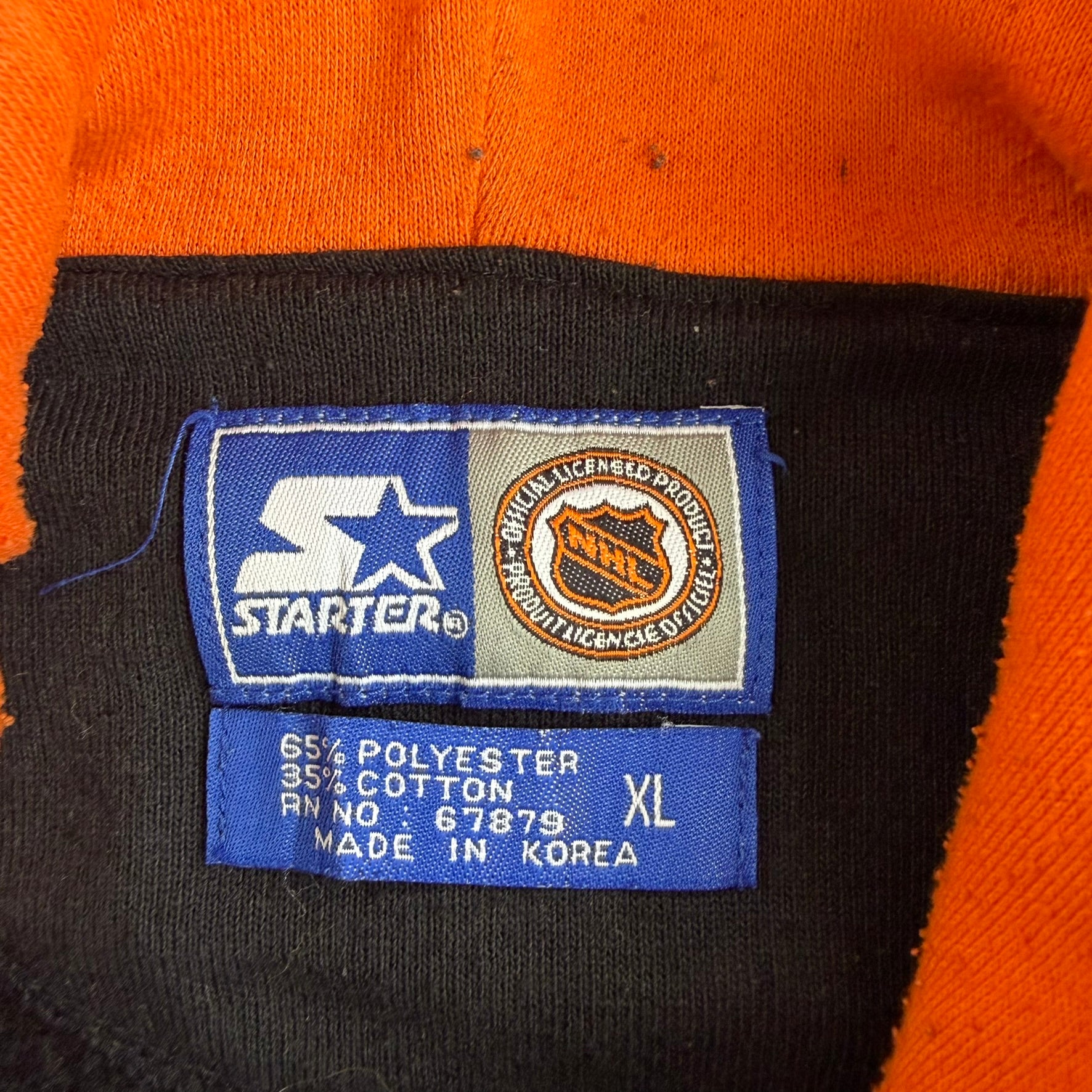 Vintage 90s Philadelphia Flyers NHL Starter Chenille Text Hoodie - XL