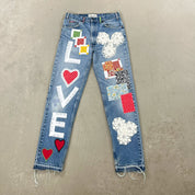F- HOM LOVE Orange Tab Levi's 550 Reworked Custom Jeans