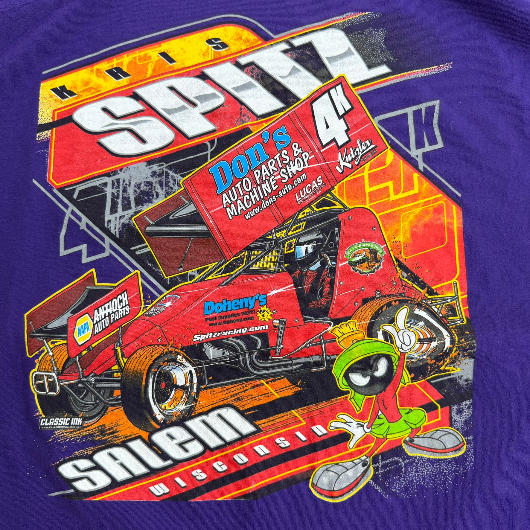 J- Vintage Kris Spitz Racing Marvin The Martian Graphic Car Tee - 5XL