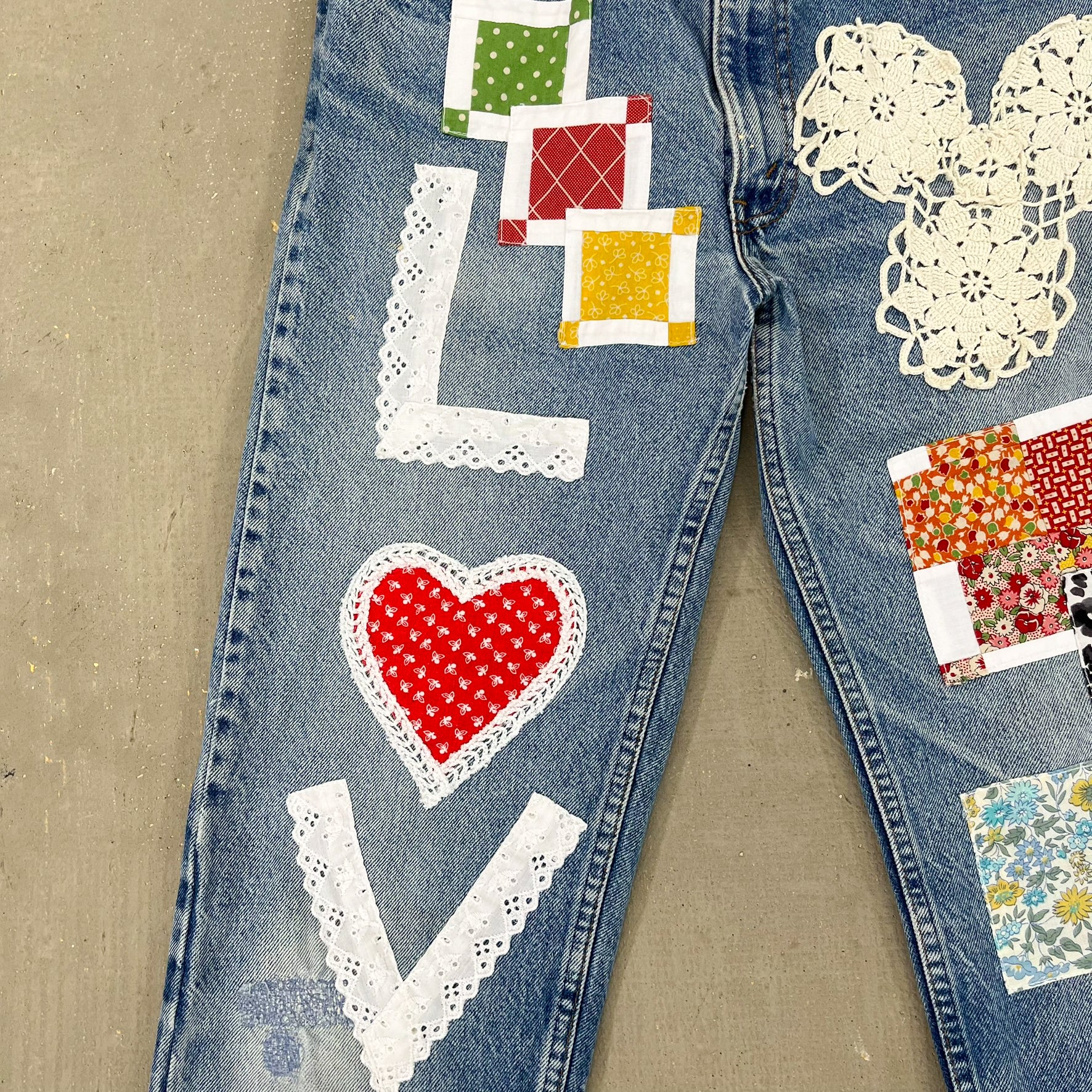 F- HOM LOVE Orange Tab Levi's 550 Reworked Custom Jeans