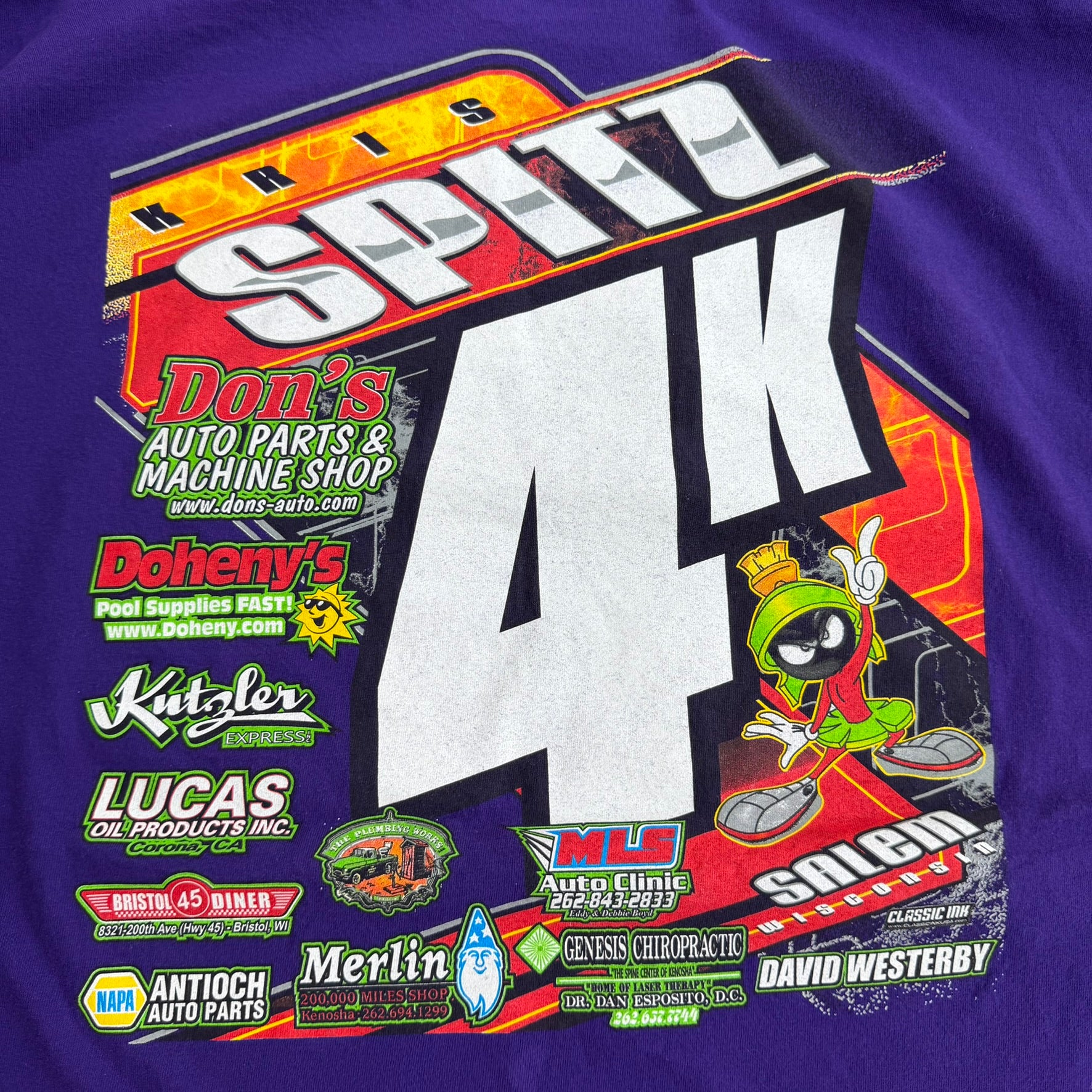 J- Vintage Kris Spitz Racing Marvin The Martian Graphic Car Tee - 5XL