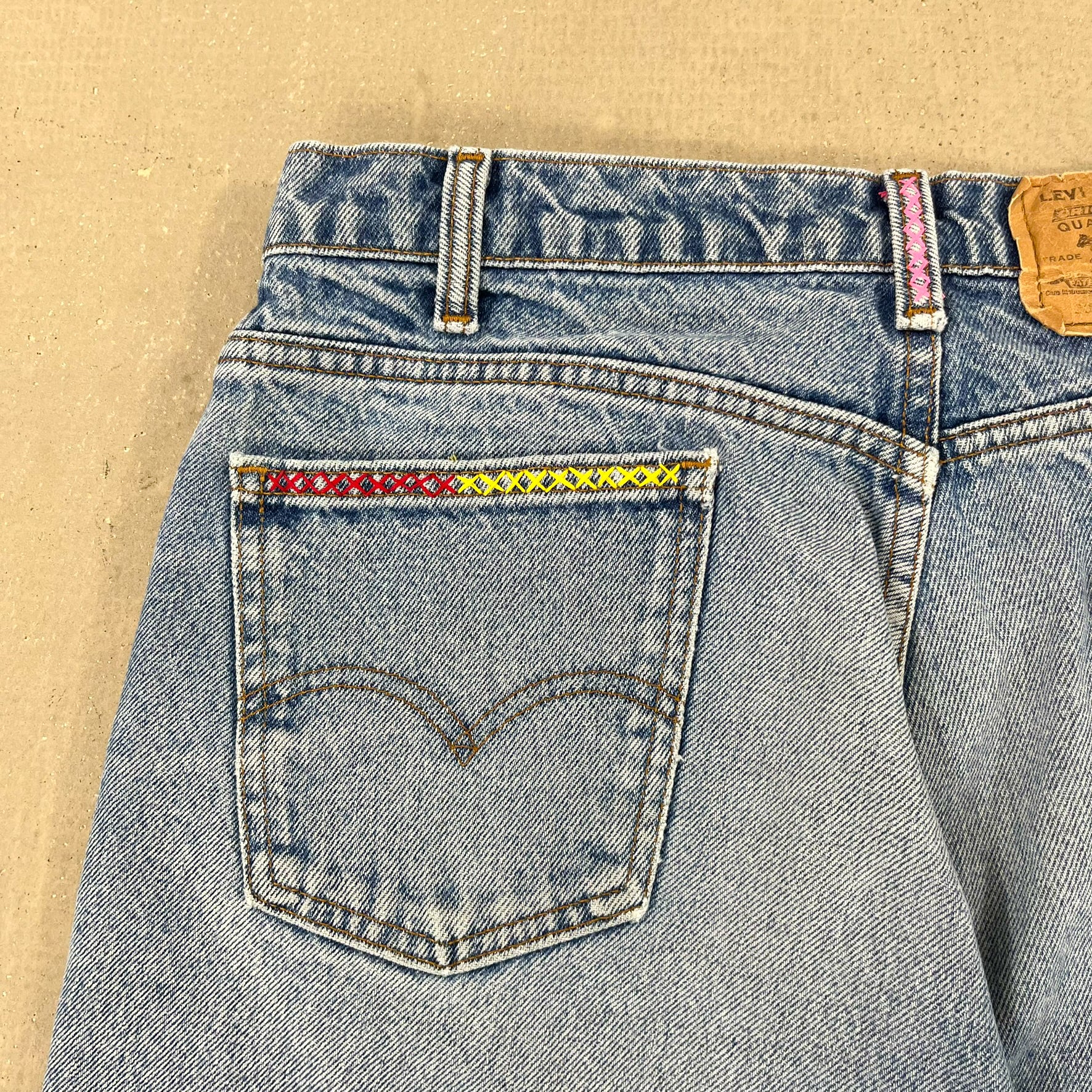 F- HOM LOVE Orange Tab Levi's 550 Reworked Custom Jeans