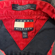 J- Vintage 90s Tommy Hilfiger Embroidered Crest Snap Button Down Shirt - S