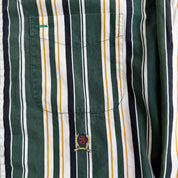 J- Vintage 90s Tommy Hilfiger Embroidered Crest Striped Button Down Shirt - M