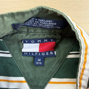 J- Vintage 90s Tommy Hilfiger Embroidered Crest Striped Button Down Shirt - M