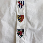 J- Vintage 90s Tommy Hilfiger Embroidered Crests White Button Down Shirt - XL