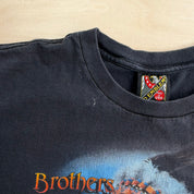 J- Vintage '95 Harley Davidson 3D Emblem Laconia Brothers In The Wind Made In USA Single Stitch Tee - L