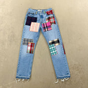 F- HOM Plaid & Pocket Bandana Levi's 501 Reworked Custom Jeans