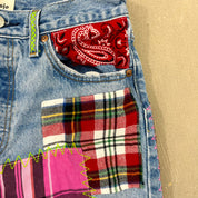 F- HOM Plaid & Pocket Bandana Levi's 501 Reworked Custom Jeans