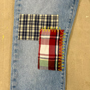 F- HOM Plaid & Pocket Bandana Levi's 501 Reworked Custom Jeans