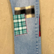 F- HOM Plaid & Pocket Bandana Levi's 501 Reworked Custom Jeans