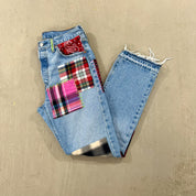 F- HOM Plaid & Pocket Bandana Levi's 501 Reworked Custom Jeans