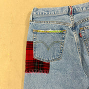 F- HOM Plaid & Pocket Bandana Levi's 501 Reworked Custom Jeans