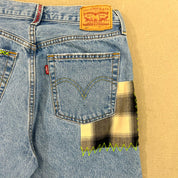 F- HOM Plaid & Pocket Bandana Levi's 501 Reworked Custom Jeans