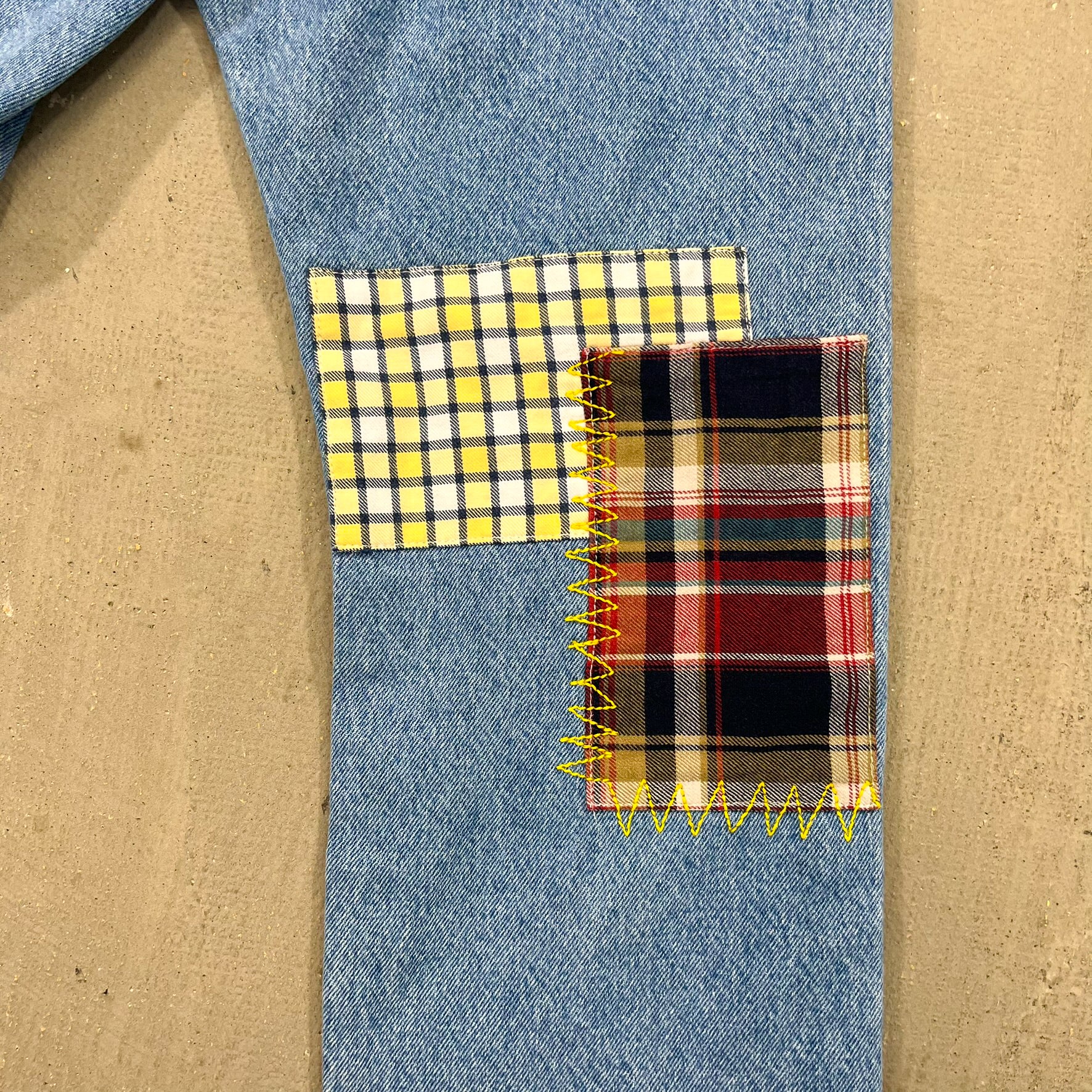 F- HOM Plaid & Pocket Bandana Levi's 501 Reworked Custom Jeans