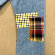 F- HOM Plaid & Pocket Bandana Levi's 501 Reworked Custom Jeans