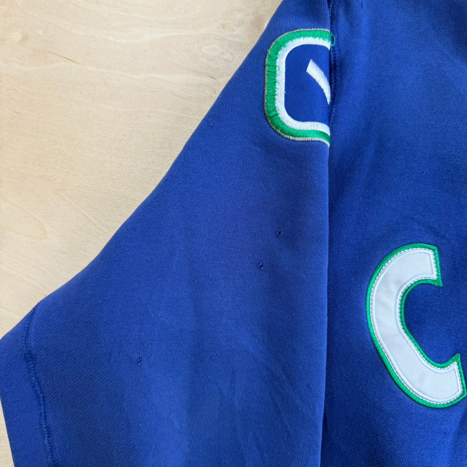 Vintage Vancouver Canucks NHL Blue Embroidered Text Zip Up Sweatshirt Track Jacket - L
