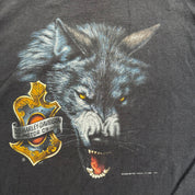 J- Vintage '92 Harley Davidson 3D Emblem Wolf Graphic Made In USA Single Stitch Tee - XL