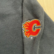 Vintage Calgary Flames NHL Reebok Embroidered Text Hoodie - XL