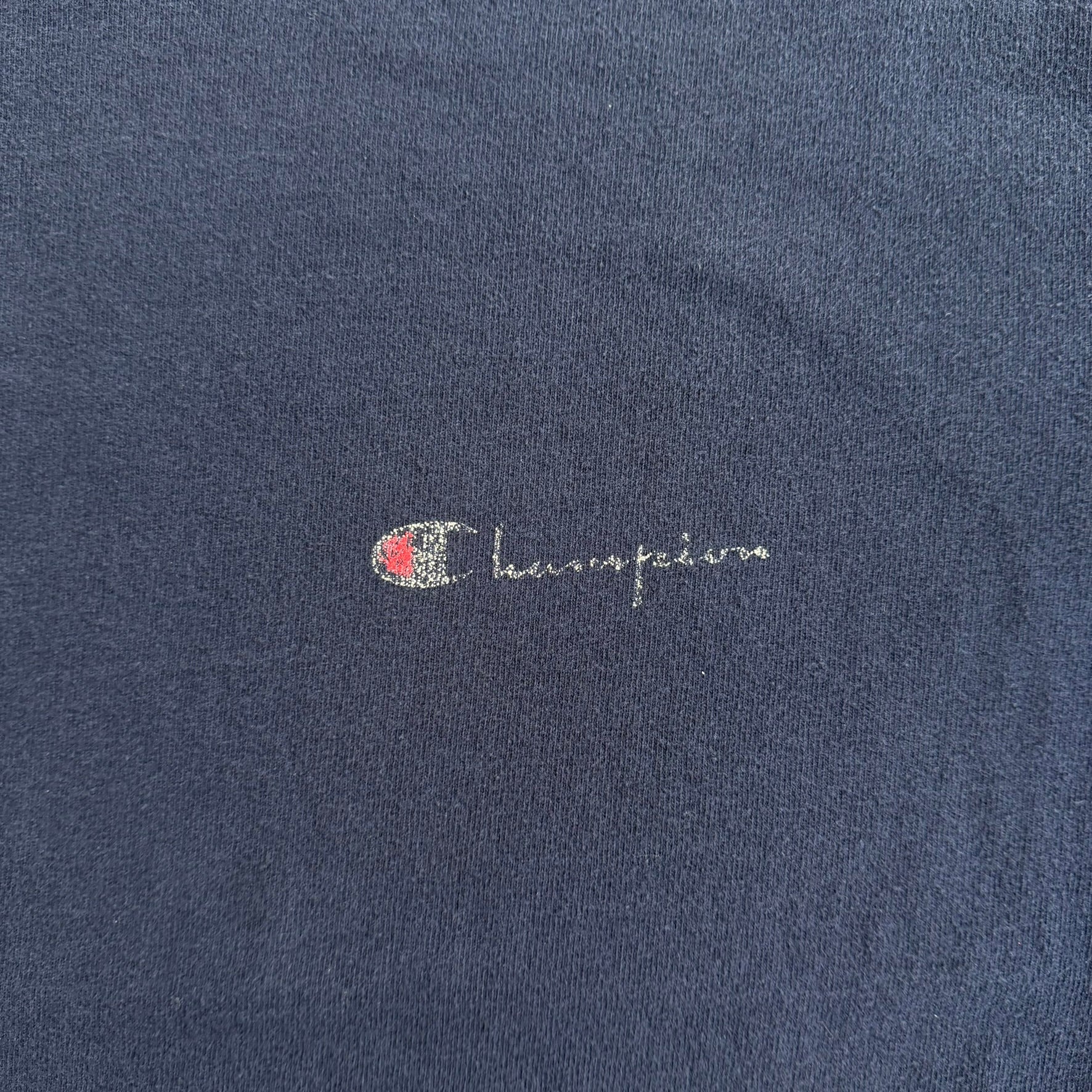 J- Vintage 80s Champion Text & Logo Graphic Made In USA Single Stitch Tee - L