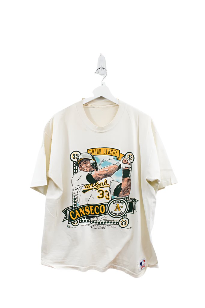 Z- Vintage 1989 Oakland Ace Canseco MLB Nutmeg Single Stitch Tee