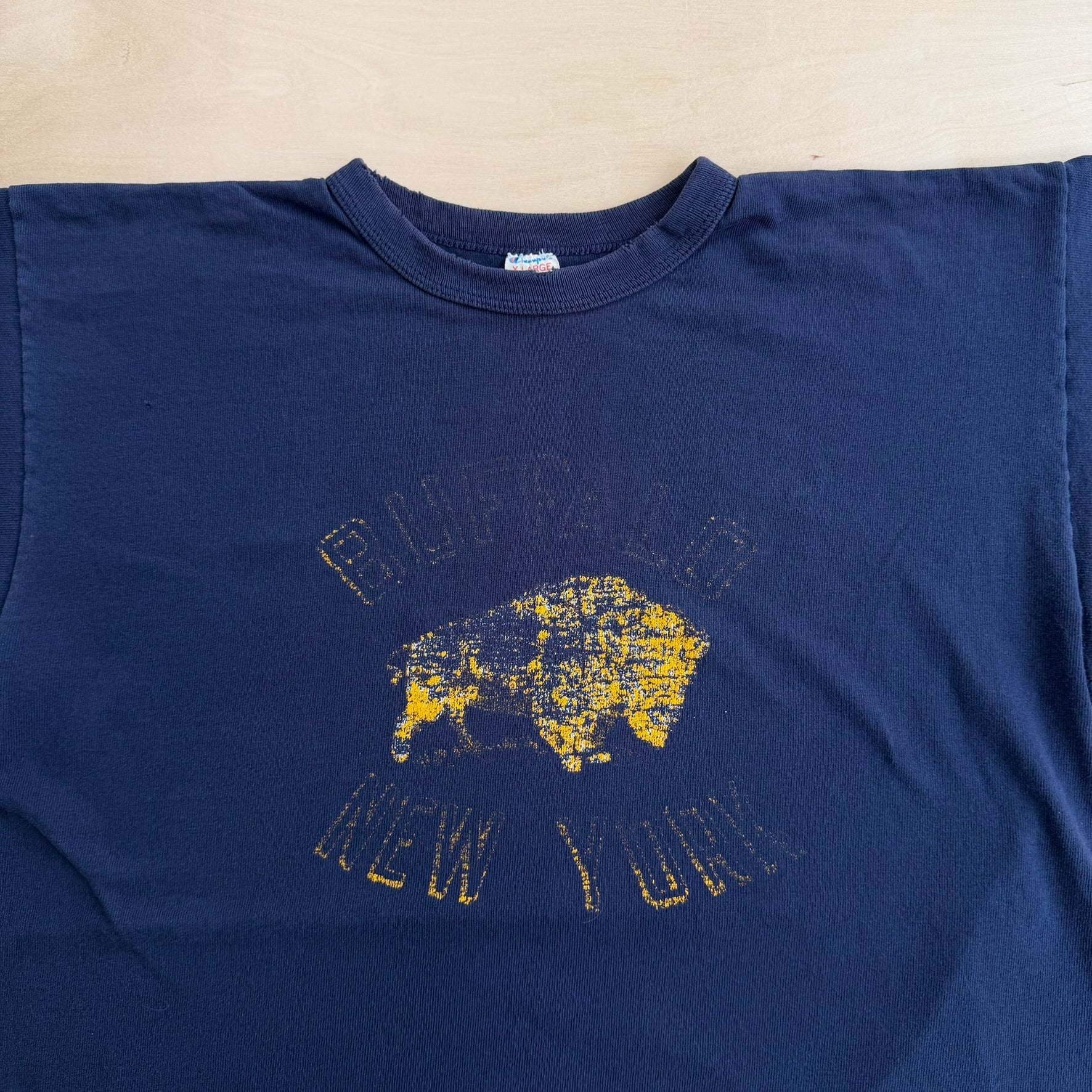 J- Vintage 80s Champion Buffalo New York Graphic Made In USA Single Stitch Tee - XL