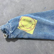 F- HOM Nirvana/Pink Floyd Corduroy Collar Reworked Custom Denim Jackets