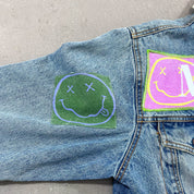 F- HOM Nirvana/Pink Floyd Corduroy Collar Reworked Custom Denim Jackets